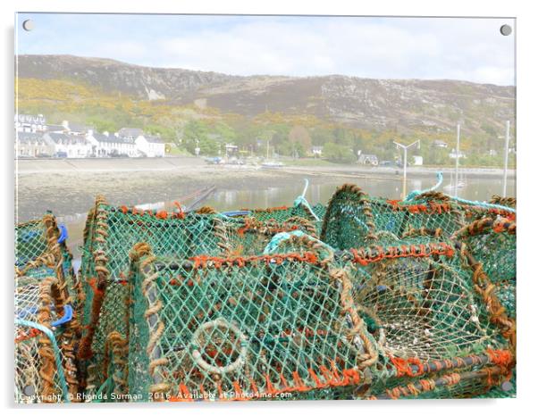 Lobster Pots at Ullapool Harbour Acrylic by Rhonda Surman