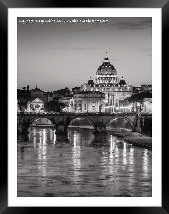Black and White Sunset, Rome Framed Mounted Print by Ian Collins