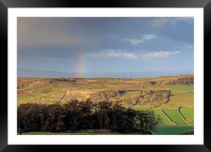 Rainbow in the Yorkshire Dales  Framed Mounted Print by chris smith