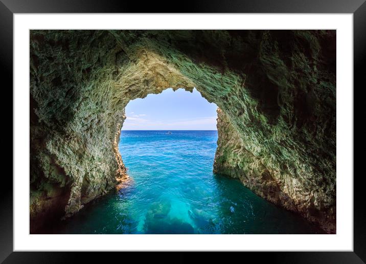 View from Zante cave Framed Mounted Print by Simon West