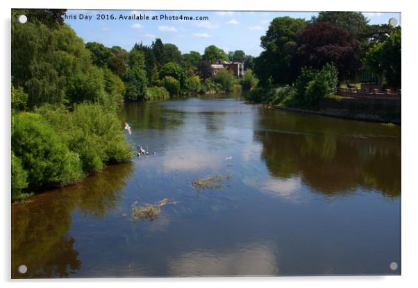 River Wye From the old bridge Hereford Acrylic by Chris Day