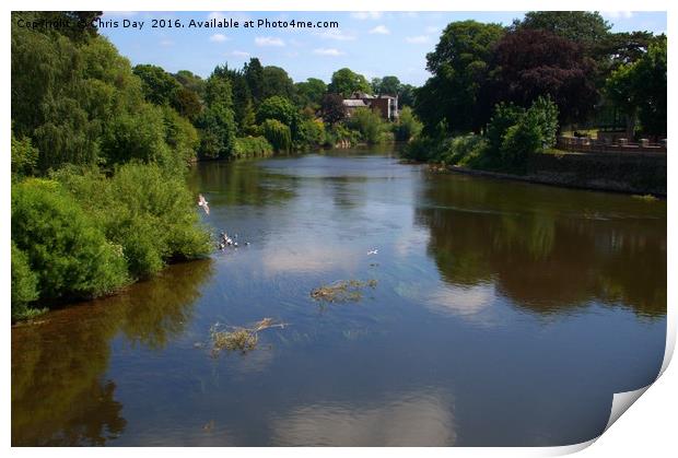 River Wye From the old bridge Hereford Print by Chris Day
