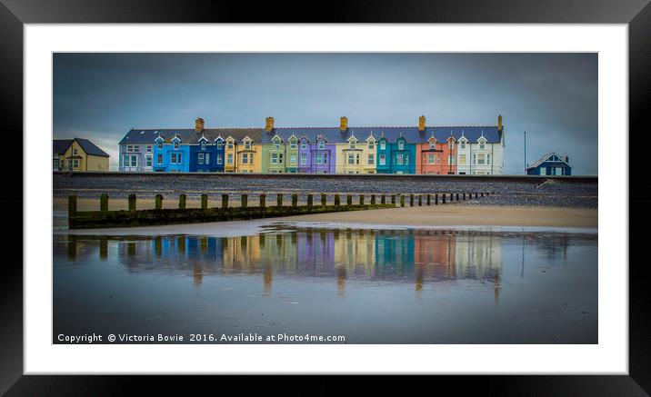 Borth Beach Houses Framed Mounted Print by Victoria Bowie