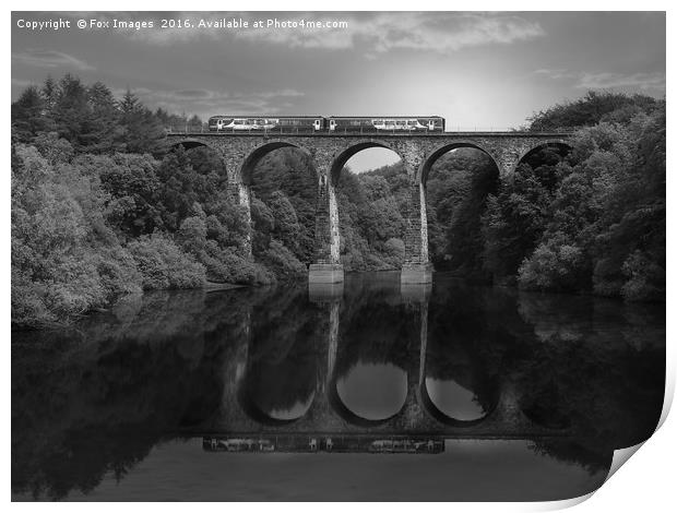 Train over the river viaduct Print by Derrick Fox Lomax