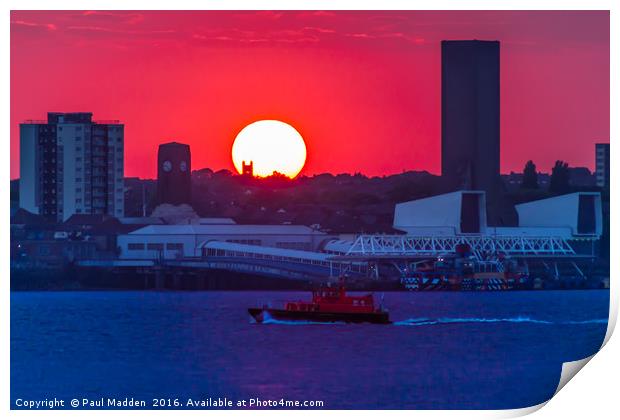 Seacombe Sunset Print by Paul Madden