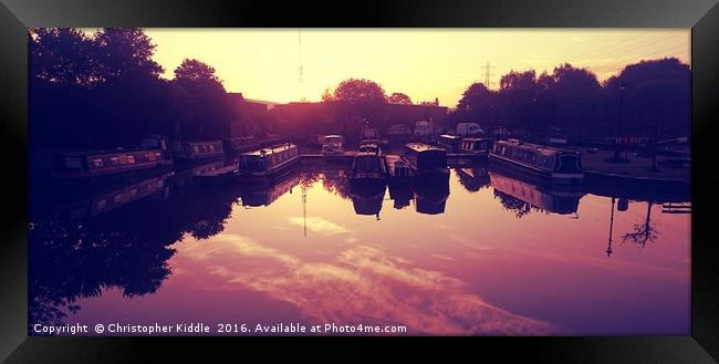 Reflections on the canal Framed Print by Christopher Kiddle