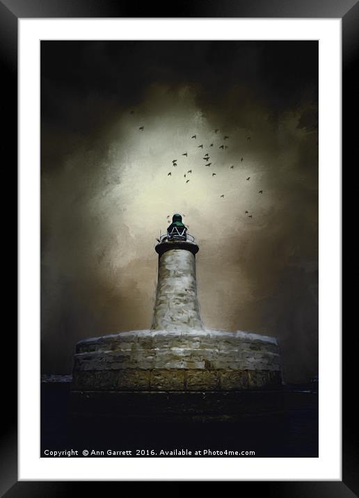 Stormy Lighthouse Valletta Malta Framed Mounted Print by Ann Garrett