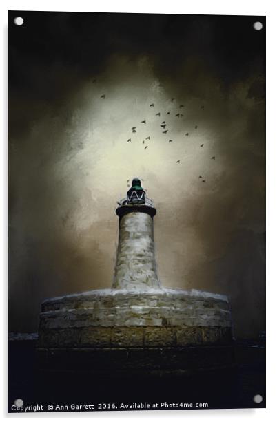 Stormy Lighthouse Valletta Malta Acrylic by Ann Garrett