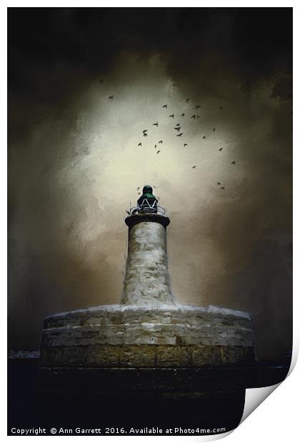 Stormy Lighthouse Valletta Malta Print by Ann Garrett