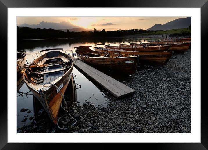 Derwent water rowing boats Framed Mounted Print by Tony Bates