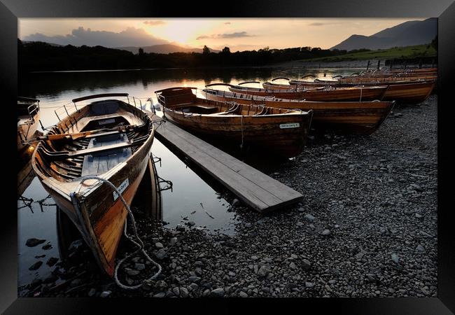 Derwent water rowing boats Framed Print by Tony Bates