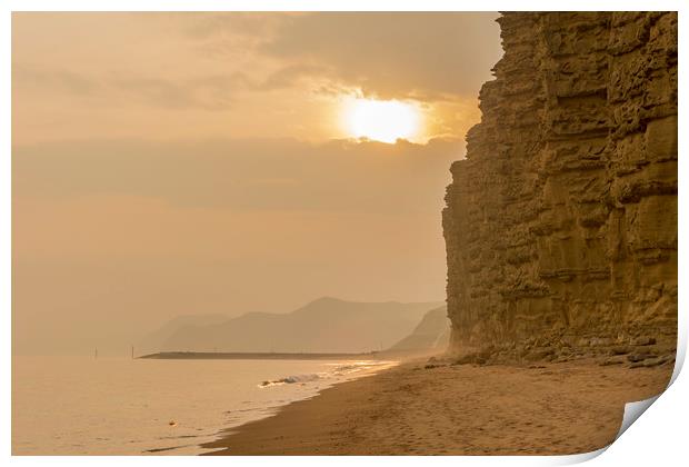 Jurassic Sunset at sultry West Bay Print by Malcolm McHugh