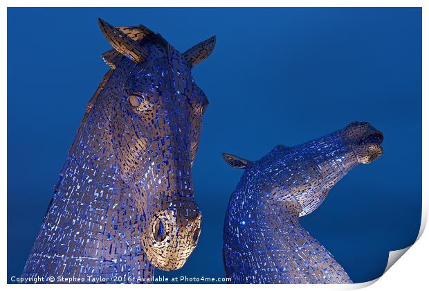 The Two heads of the Kelpies Print by Stephen Taylor
