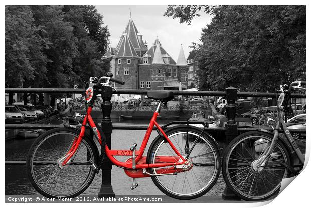 Red Bicycle By The Canal  Print by Aidan Moran