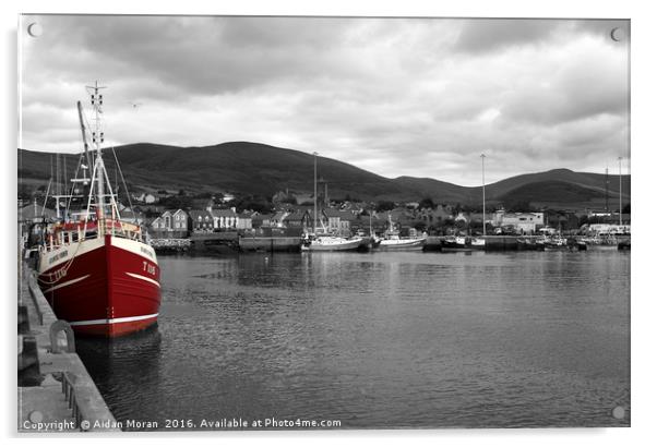 Red Fishing Trawler  Acrylic by Aidan Moran