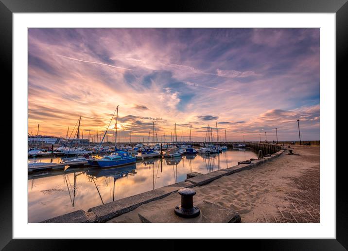 Ryde Harbour Wall Sunset Framed Mounted Print by Wight Landscapes