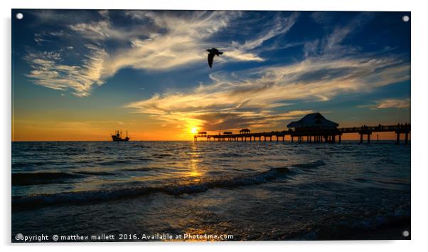 Clearwater Beach Sunset Florida Acrylic by matthew  mallett