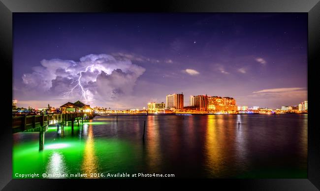 Storm Behind Clearwater Beach Florida Framed Print by matthew  mallett
