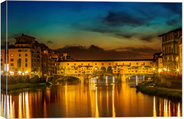 FLORENCE Ponte Vecchio at Sunset Canvas Print by Melanie Viola