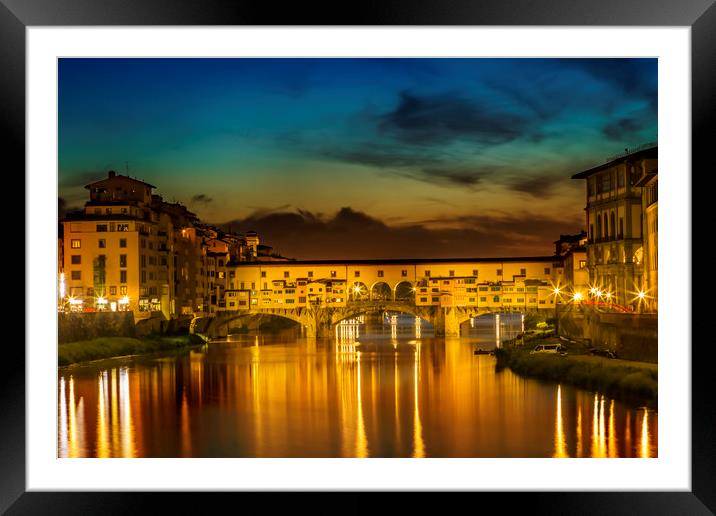 FLORENCE Ponte Vecchio at Sunset Framed Mounted Print by Melanie Viola