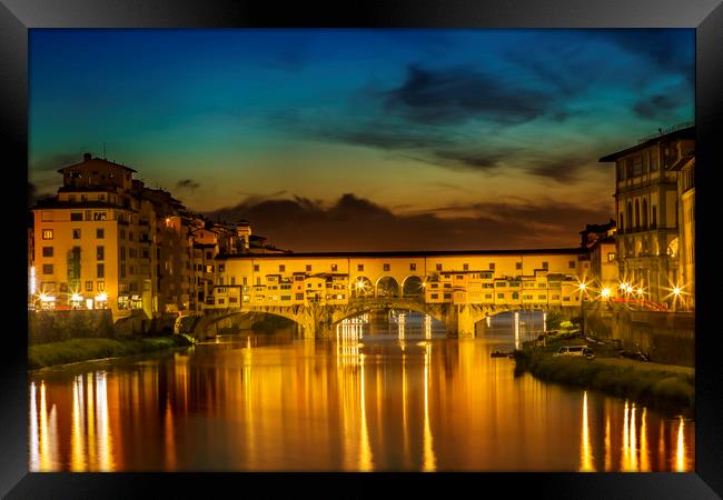 FLORENCE Ponte Vecchio at Sunset Framed Print by Melanie Viola