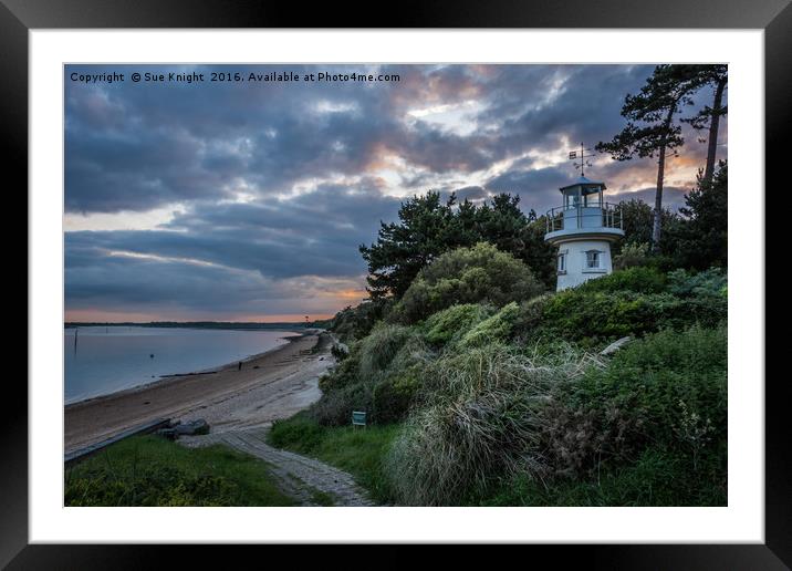 A moody view of the Millennium Lighthouse at Lepe  Framed Mounted Print by Sue Knight