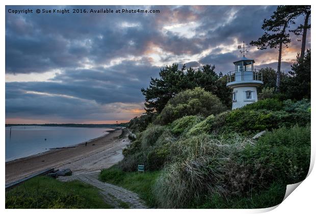 A moody view of the Millennium Lighthouse at Lepe  Print by Sue Knight