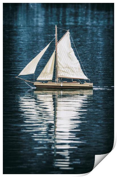 The lone boat.  Print by Jonathan Thirkell