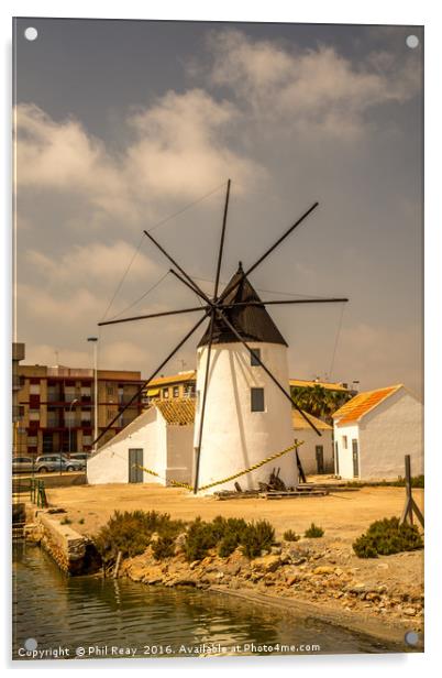 Spanish windmill Acrylic by Phil Reay