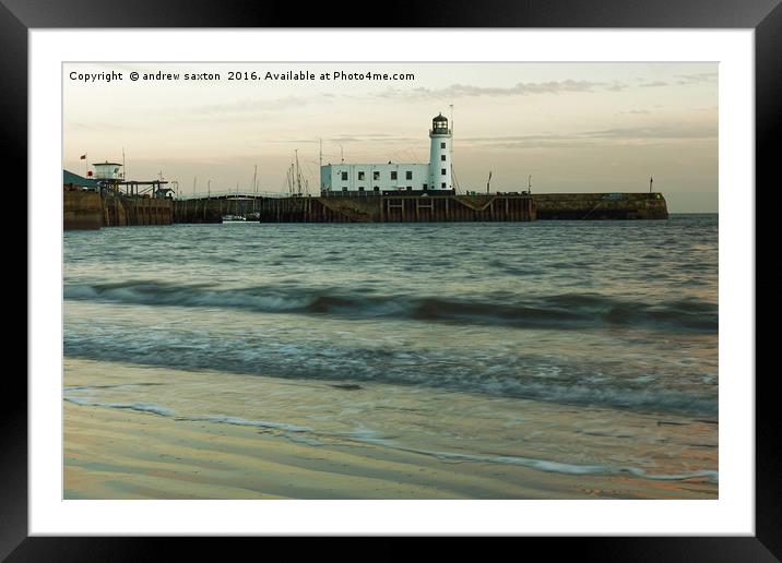 HARBOUR LIGHTHOUSE Framed Mounted Print by andrew saxton