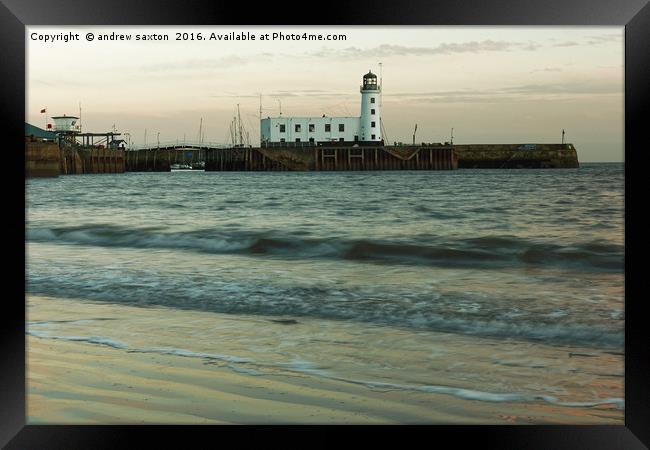 HARBOUR LIGHTHOUSE Framed Print by andrew saxton