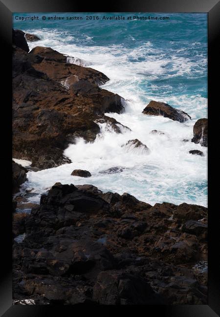 WHITE ON ROCK Framed Print by andrew saxton