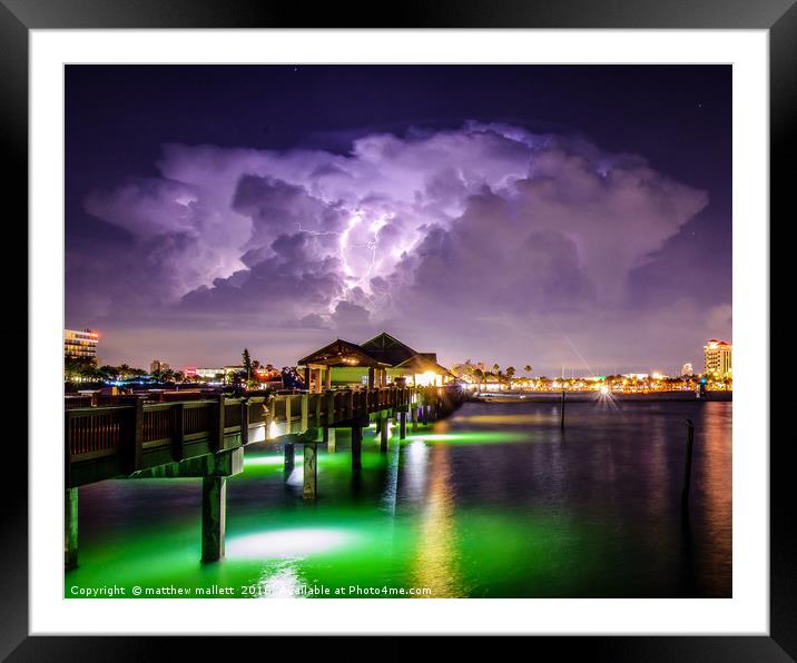 Lightning Strike Pier 60 Clearwater Beach Framed Mounted Print by matthew  mallett