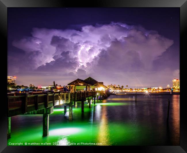 Lightning Strike Pier 60 Clearwater Beach Framed Print by matthew  mallett