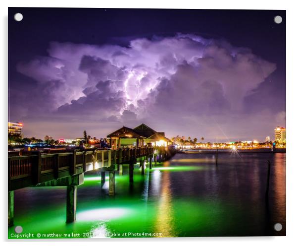 Lightning Strike Pier 60 Clearwater Beach Acrylic by matthew  mallett