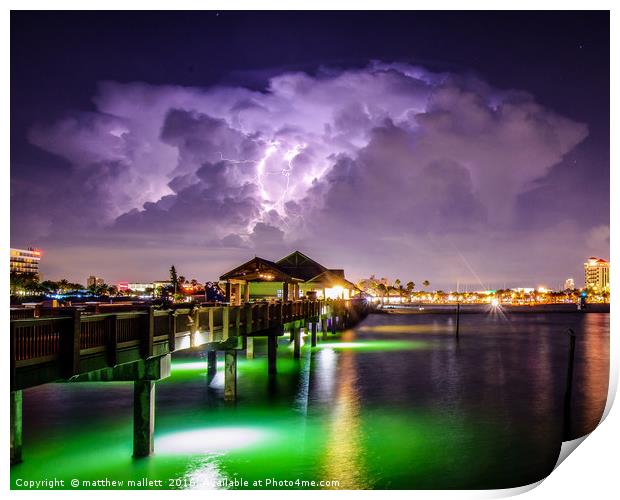 Lightning Strike Pier 60 Clearwater Beach Print by matthew  mallett