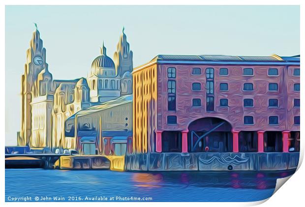 Three Graces in Liverpool (Digital Art) Print by John Wain