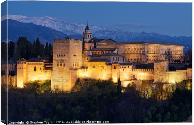 The Alhambra palace Granada Canvas Print by Stephen Taylor