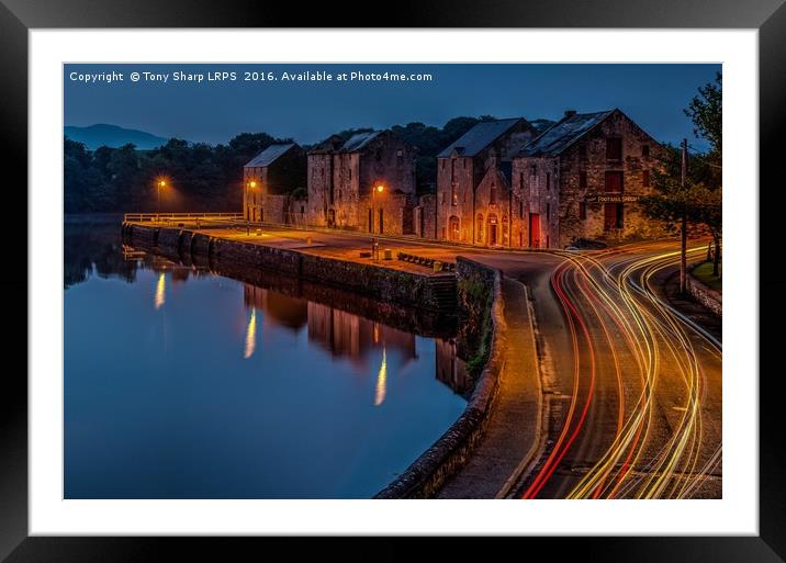 Ramelton Warehouses at Night. Framed Mounted Print by Tony Sharp LRPS CPAGB