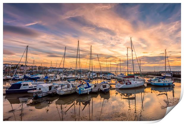 Ryde Harbour Sunset Isle Of Wight Print by Wight Landscapes