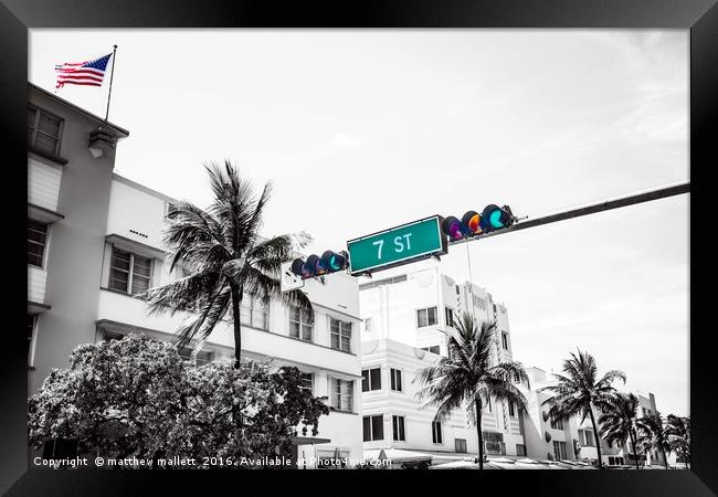 South Beach Junction 7th Street Miami Framed Print by matthew  mallett