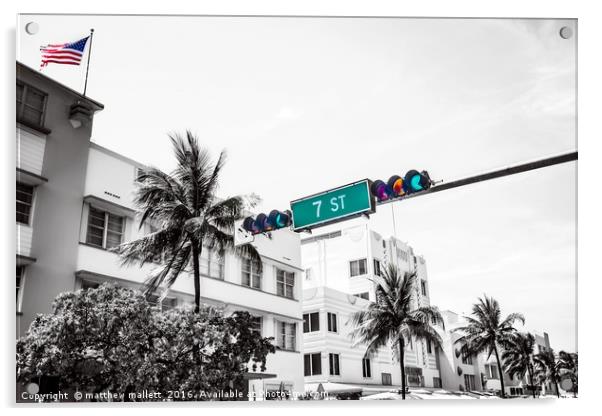 South Beach Junction 7th Street Miami Acrylic by matthew  mallett