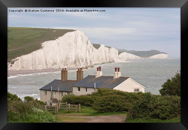 Seven Sisters & Fishermans Cottages Framed Print by Graham Custance