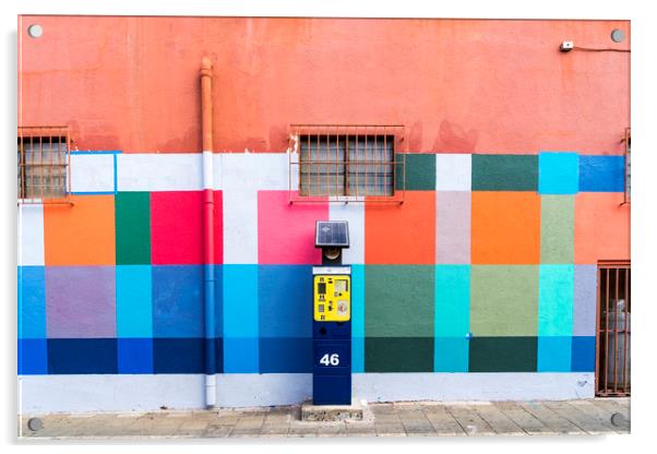 Painted wall and parking meter Acrylic by Gail Johnson