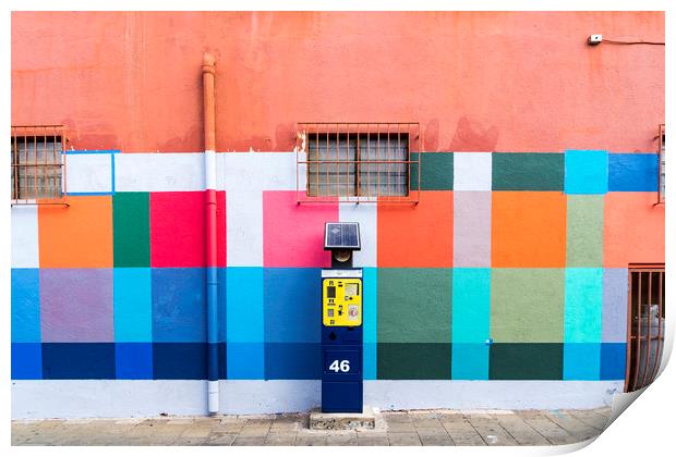 Painted wall and parking meter Print by Gail Johnson