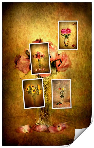 Collage of flowers Print by Irene Burdell