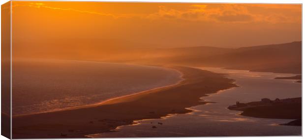 Chesil Beach sunset.  Canvas Print by Mark Godden