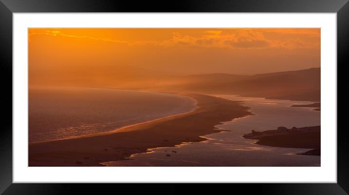 Chesil Beach sunset.  Framed Mounted Print by Mark Godden