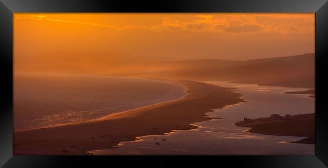 Chesil Beach sunset.  Framed Print by Mark Godden