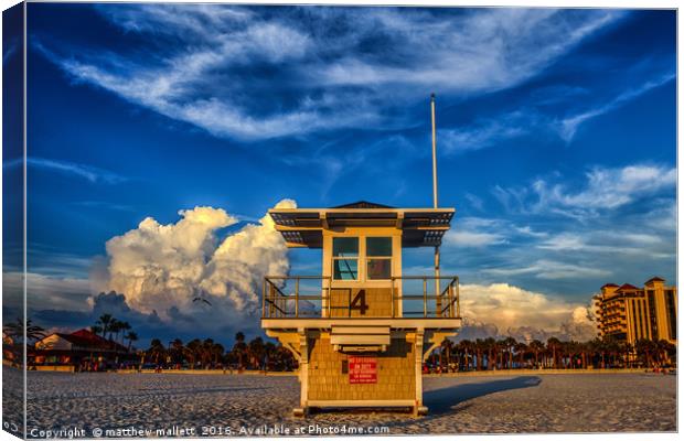 Lifeguard Tower 4 Clearwater Beach Canvas Print by matthew  mallett